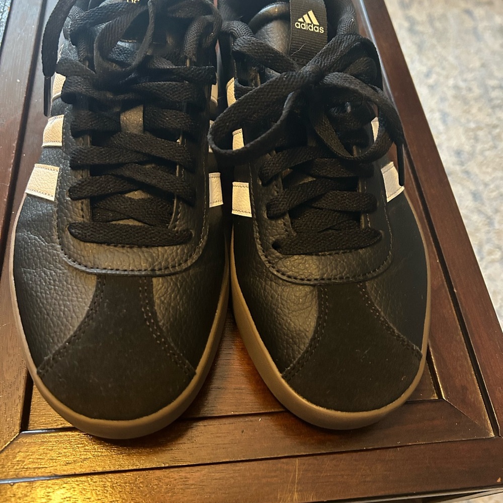 Adidas Black and White Leather Sneakers